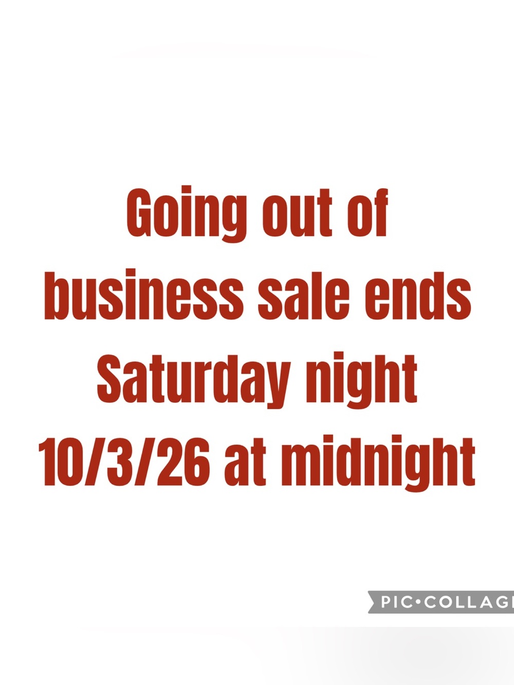 Going out of business sale